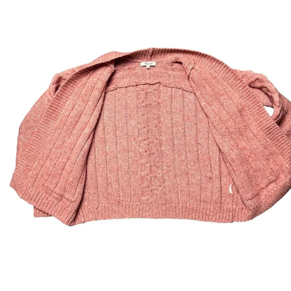 Madewell Bubble Sleeve Chunky Cable Knit Cardigan Sweater Pink XS Wool Blend - Picture 3 of 7